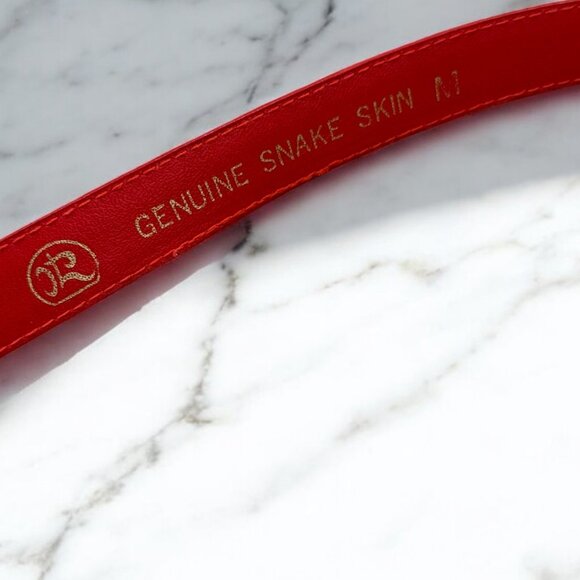 Vintage Genuine Snake Skin Red Leather Belt Size Medium - Picture 4 of 9